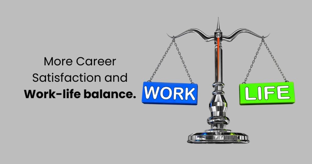 More Career Satisfaction and Work-life balance.